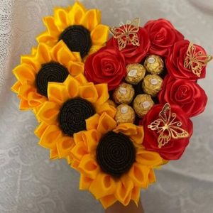 Girasoles y rosas